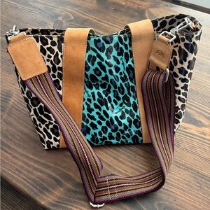 Consuela Leopard Print and Turquoise Women's Bag